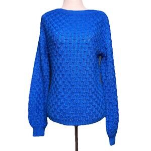 Vintage 70s Pigalle Textured Knit High Neck Sweater Sz Small‎ Ribbed Polka Dot
